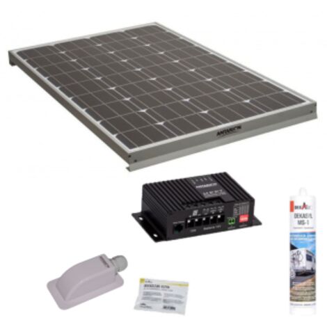 Pack de 1 panneau solaire monocristallin 120W – Régulateur MPPT 10A – Fixation aluminium anodisé – Protection verre trempé – Antarion (1/5)