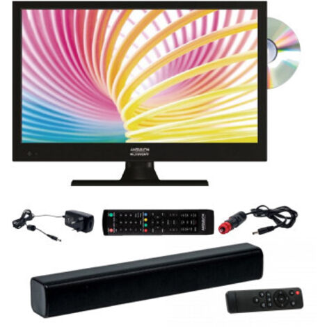 Pack ANTARION TV LED 15.6" 39cm Télévision HD DVD intégré + Barre de Son Compact Bluetooth (1/5)