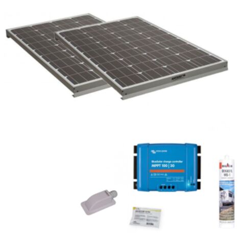 Pack 2x Panneaux solaire 120W + Kit de pose avec régulateur de charge Victron MPPT 440W 30A