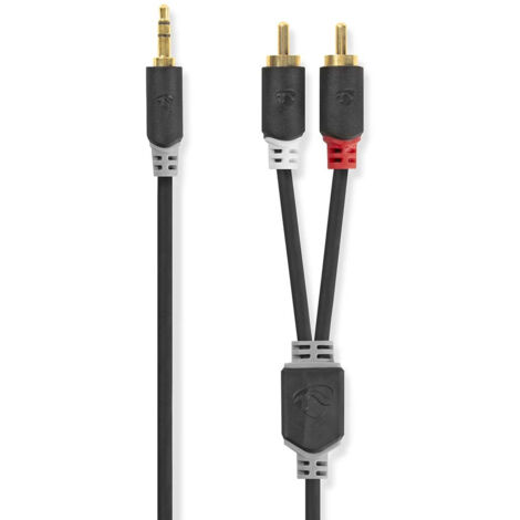 NEDIS Câble Audio Stéréo  3,5 mm Mâle - 2x RCA Mâles  10 m  Anthracite (1/4)