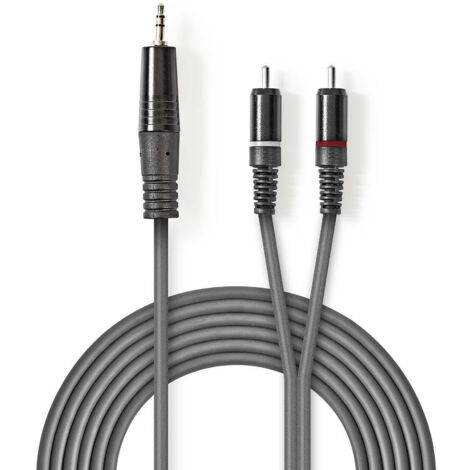 NEDIS Câble Audio Stéréo 3,5 mm Mâle - 2x RCA Mâles 1,5 m Gris (1/3)