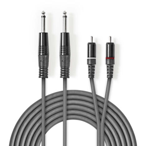 NEDIS Câble Audio Stéréo 2x 6,35 mm Mâles - 2x RCA Mâles 1,5 m Gris (1/3)