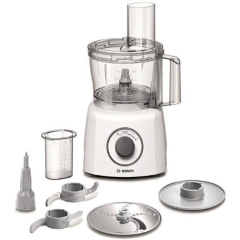 BOSCH Robot Multifonctions Blanc 800W Réservoir 2,3L 2 vitesses Couteau multifonctions Lame inox couvercle cheminée d'ajout po