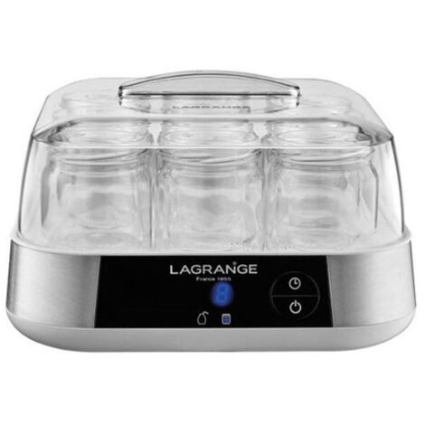 LAGRANGE Yaourtière 1,5L Inox 18W 9 pots de 185g Yaourt Fait Maison Couvercles inclus