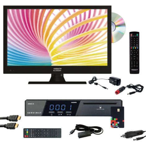 Pack TV LED 15.6" 39cm Téléviseur HD + Récepteur TNTSAT avec carte valable 4ans (1/5)