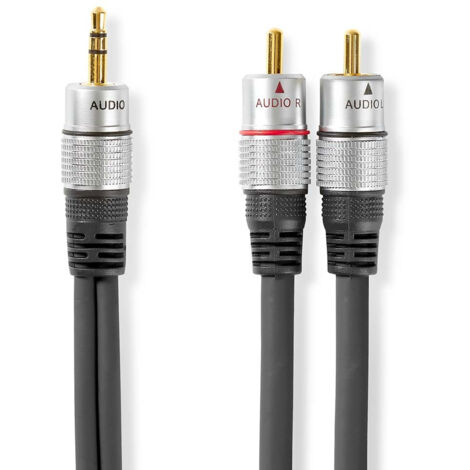 NEDIS Câble Audio Stéréo Mâle 3,5 mm vers 2x Mâles RCA 2,50 m Anthracite (1/3)