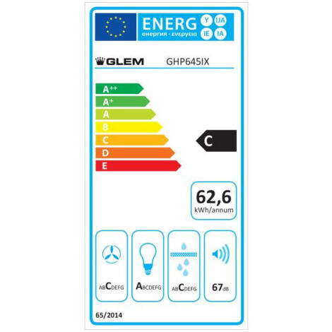 GLEM Hotte Décorative pyramidale aspirante inox Largeur 60cm Débit d'air 500m3/h