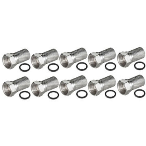 Lot de 10 fiches F 7mm avec joint torique – Connecteurs F à visser pour câbles coaxiaux – Connexion fiable pour récepteurs et têtes – Hdsat