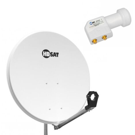 Antenne parabolique 80cm acier pré-zingué – LNB Twin HD 4K 0,1dB – Support de fixation Az/El – Gain 38,8dB à 12,625GHz – Hdsat