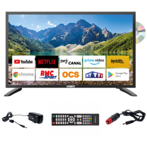 ANTARION TV LED 21.5" 54cm Smart Connect Lecteur DVD Intégré Androidtv 14.0 Camping-car
