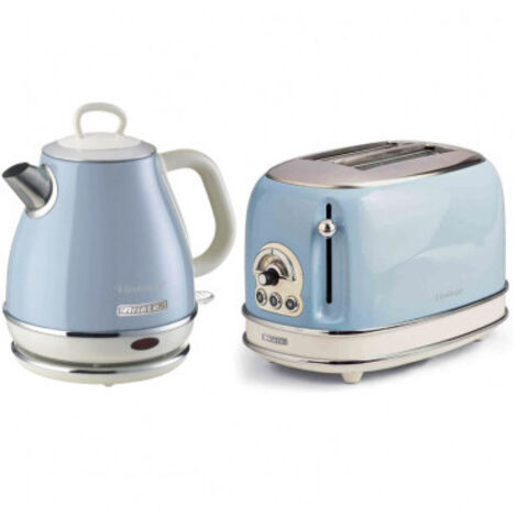 Pack ARIETE Bouilloire électrique 1L + Grille-Pain Acier Bleu Vintage Rétro