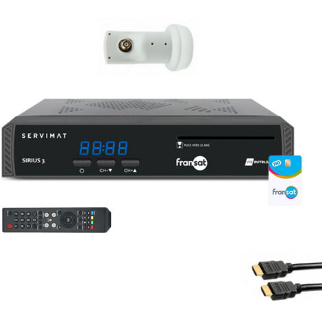 Pack SERVIMAT Récepteur TV satellite HD + carte Fransat PC6 + Câble HDMI + LNB Single (1/4)