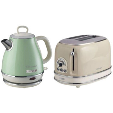 Pack ARIETE Bouilloire Electrique 1L Vert + Grille-pain 2 fentes 815W Beige