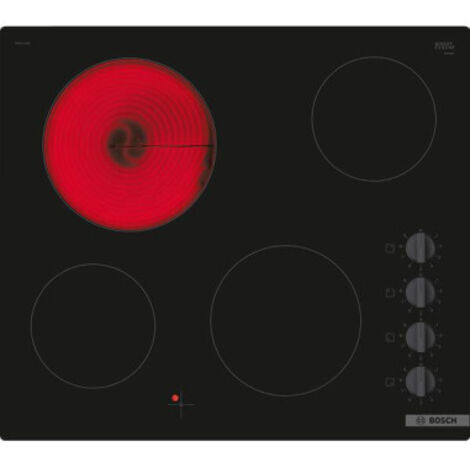 Bosch – Table de cuisson vitrocéramique 4 foyers – Encastrable 6600W – Commandes latérales – Dimensions 59.2 x 52.2 cm