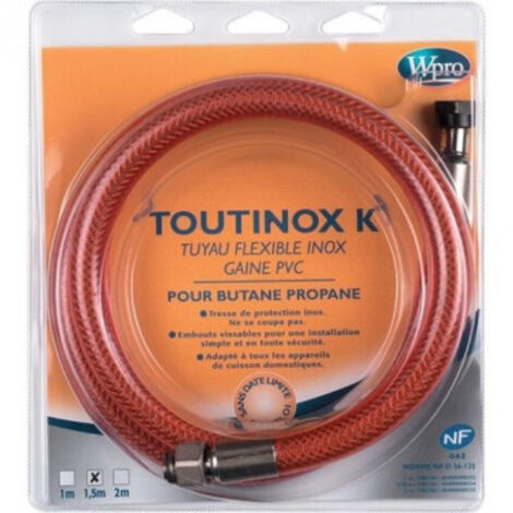 WPRO Tuyau gaz Flexible TOUTINOX 1.5m Gaz Butane Propane (1/5)