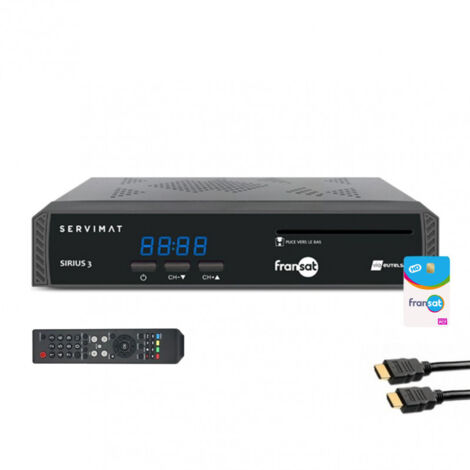 Pack SERVIMAT Récepteur TV satellite HD + carte Viaccess Fransat PC7 + Câble HDMI 2M (1/3)