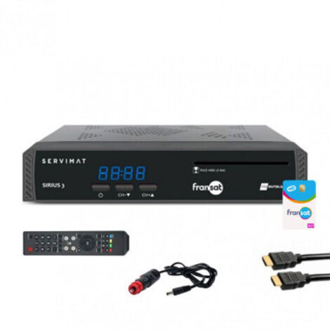 Pack SERVIMAT Récepteur TV satellite HD + carte Fransat PC7 + Câble HDMI + Câble 12V (1/3)