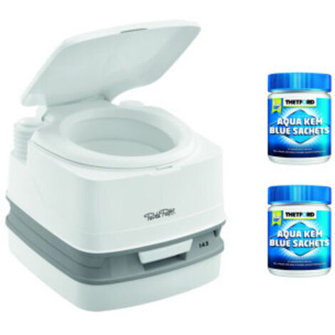 PACK THETFORD Toilette Portable 100% Autonome 12 Litres + 2x15 Sachets Traitement des Matières Camping-Car