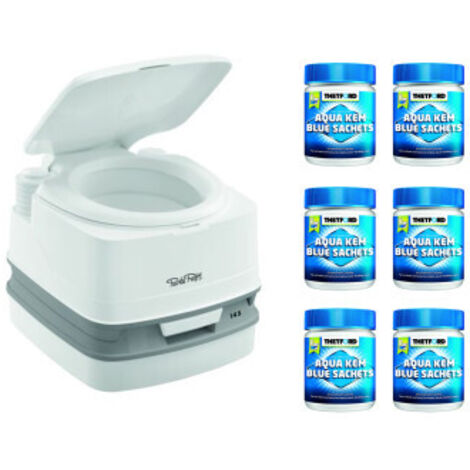 PACK THETFORD Toilette Portable 100% Autonome 12 Litres + 6x15 Sachets Traitement des Matières Camping-Car