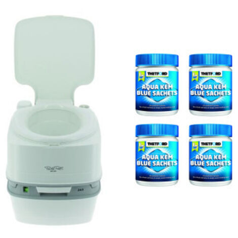 PACK THETFORD Toilette Portable 21 Litres 100% Autonome + 4x15 Sachets Traitement des Matières Camping car