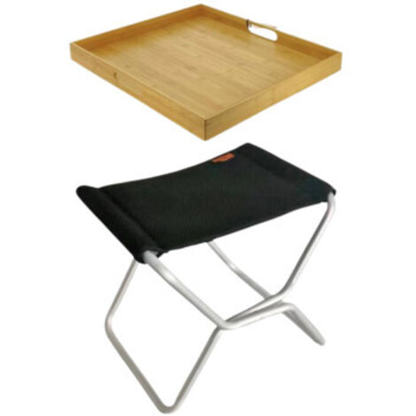 PACK SOPLAIR Tabouret de Camping Pliant Gaia Léger et Compact + Plateau en bambou Camping Car (1/4)