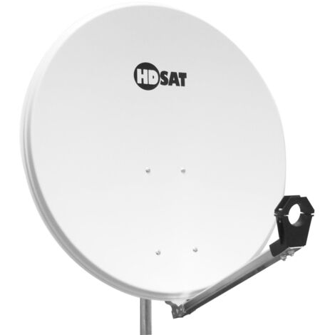HDSAT Parabole satellite acier Blanche 80cm avec Support LNB en Acier Galvanisé idéal ASTRA EUTELSAT