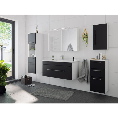 Ensemble De Meuble De Salle De Bain Santini 100 5 Pieces Noir Satine