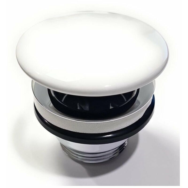 Válvula Clic Clac universal con casquillo fabricada en latón con acabados  en cromo brillo. Medida para desagüe push up de lavabos y bidets estándar