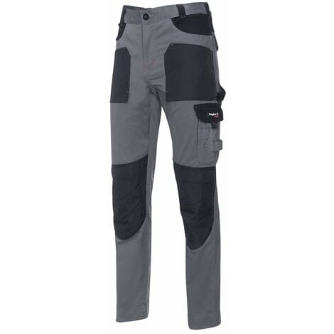 Pantalones Largos DeTrabajo, Multibolsillos, Resistentes, Rodilla  Reforzada, Gris/Amarillo Talla 42/44 M