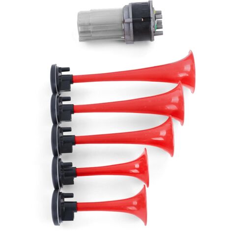 Tenzo-R 5 Klang Fanfare Hupe La Cucaracha Melodie mit Kompressor Chrom 118dB 12 Volt Universell für Fahrzeuge