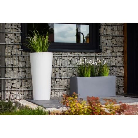 Blumentopf mit LEDBeleuchtung 80 cm hoch Weiß