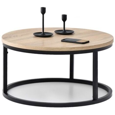 Couchtisch rund 60 cm Industriell Holz