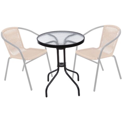 Gartentisch 60 cm gehärtetes Glas Schwarz