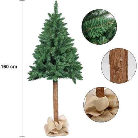 Knstlicher Weihnachtsbaum 160 cm - Fichte mit Holzstamm