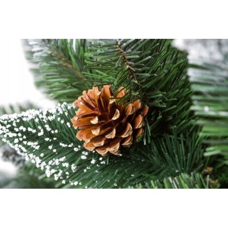 Künstlicher Weihnachtsbaum 160 cm - mit Schnee und Tannenzapfen und 