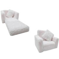 Kinderschlafsofa und Gästebett in einem - 100cm x 36cm x 25cm - weißer Plüsch