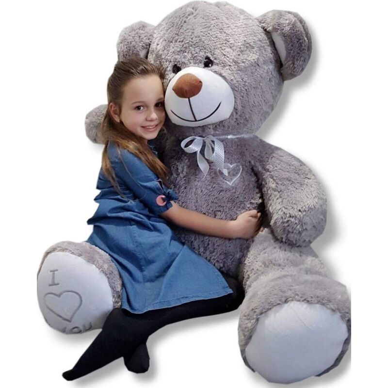 PELUCHE ORSO GRIGIO SEDUTO 35 CM CON CUORE RICAMATO DECAR 24826