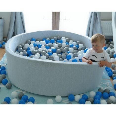 Vasca per palline 125 cm con 1200 palline bianche, blu e grigie