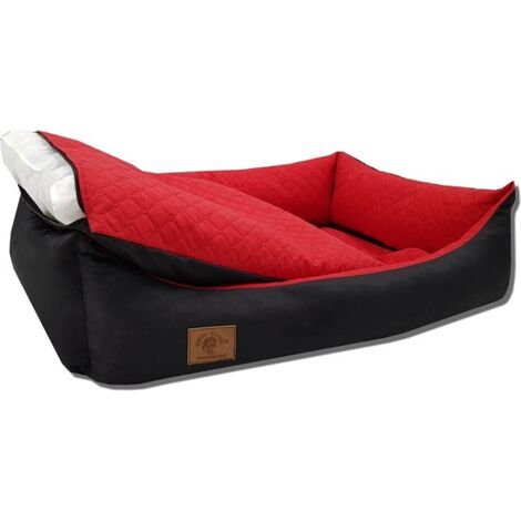Cuccia per cani - 100 x 70 cm - rivestimento lavabile - impermeabile - cuccia  per cani - cuscino - rosso/nero
