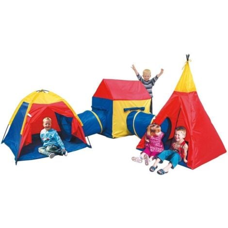 ECD Germany Tenda per Bambini Gioco Indiani Teepee - 115 x 115 x 160 cm -  in Poliestere - Casetta Portatile Giocattolo Grigio con Stampa a Stelle  Bianche da Interno Esterno con Borsa per Trasporto