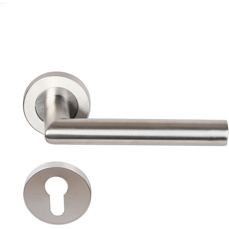 Paire De Poign Es De Porte Sur Rosaces Rondes Elsa Angle Vif Inox