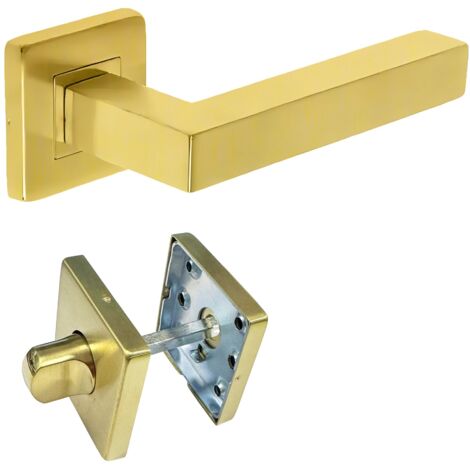 Paire de poignées sur rosaces KLOSE besser Carrée NELLY inox 304 PVD OR  +1 Paire de rosaces  condamnation