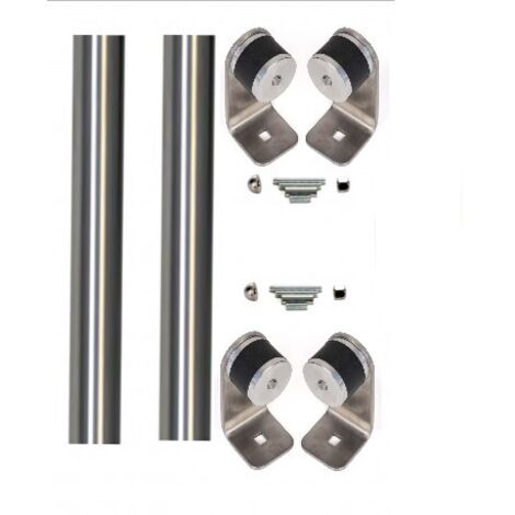 Poignées de Tirage " KLOSE besser"- Bâton Maréchal : 2 Tubes de 1000 mm /  Inox 316  /  Diam : 40 mm + 4 Supports + Visserie  Oblique
