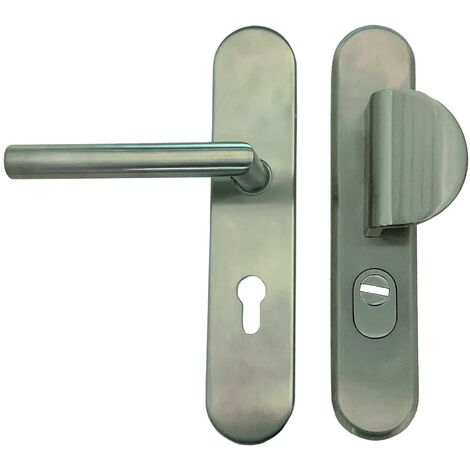 Poignée de porte intérieure pas cher en Aluminium F2 sur plaque  Conda/Déconda entraxe 165 mm, CHAMONIX