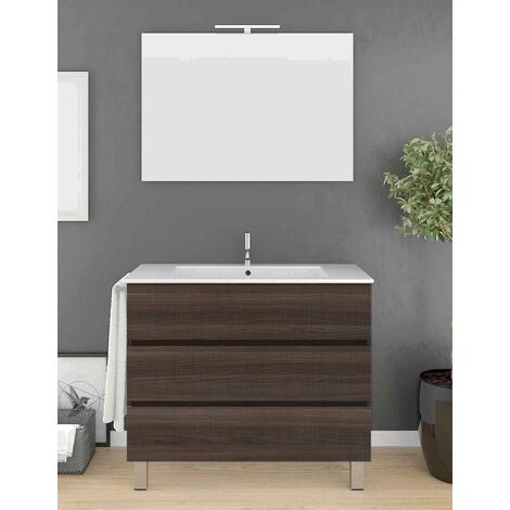 Conjunto de Baño IMPERIA 3 cajones - 8 colores distintos -15 medidas - incluye mueble, lavabo y espejo - Fresno Tea 60 x 35 cm