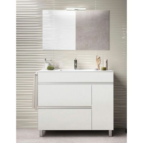 Conjunto de Baño Caprera 2 cajones y una puerta - 7 colores distintos -15 medidas - incluye mueble, lavabo y espejo - Blanco 60 x 45 cm