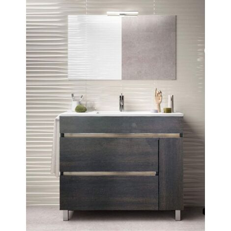 MUEBLE PARA BAÑO DE DISEÑO HÉMERA CON LAVABO, ESPEJO Y TOALLERO MARRÓN 100CM