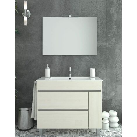MUEBLE PARA BAÑO DE DISEÑO HÉMERA CON LAVABO, ESPEJO Y TOALLERO CREMA 80CM
