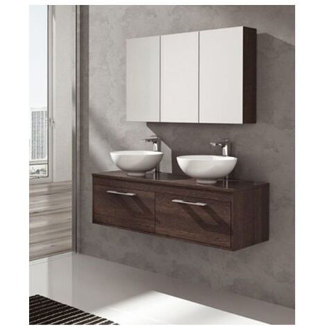 MUEBLE DE BAÑO ENIF CON ENCIMERA DE MADERA CON ESPEJO, Y TOALLERO, SIN LAVABO MARRÓN 120CM DOS SENOS