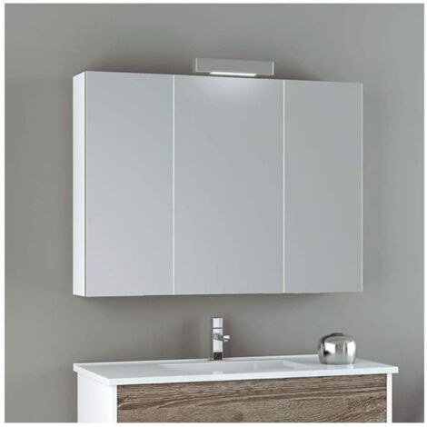 Mueble de baño Camerino, espejo de una o tres puertas, varias medidas y colores en BLANCO 100CM